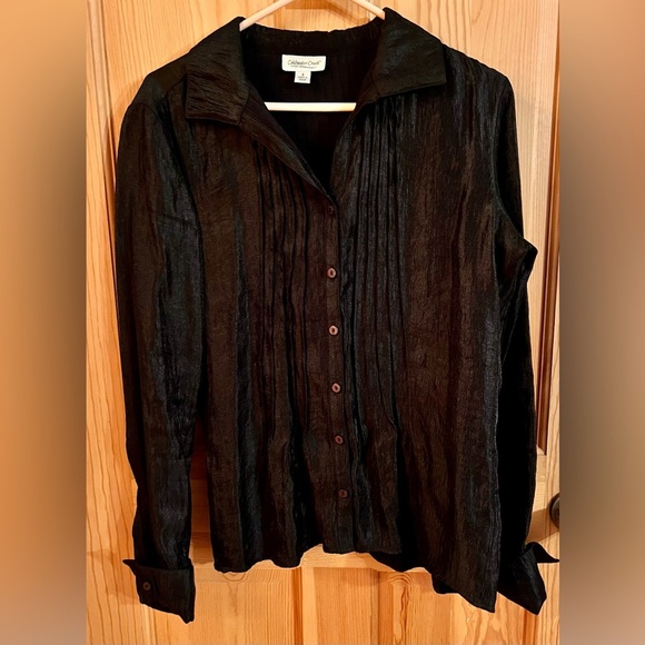 Coldwater Creek Black Women’s Button Blouse SZ 8 Professional Office Easy Care - Picture 3 of 15
